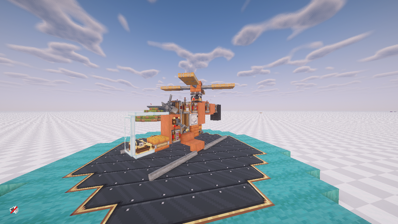 Orange Scout Helicopter Schematic Screenshots 3 Small orange survival helicopter resting on a landing pad in Minecraft