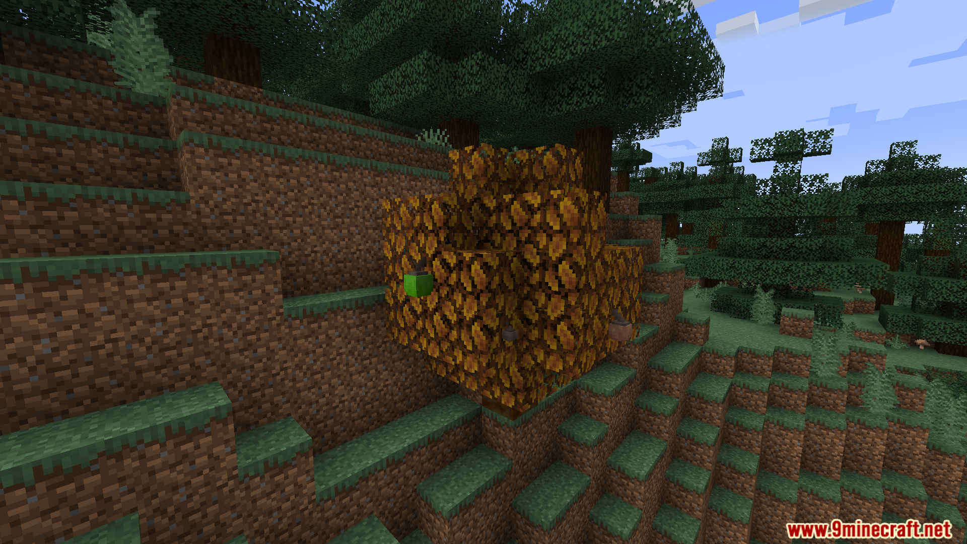 A Forretress Cobblemon on a dirt and grass hillside