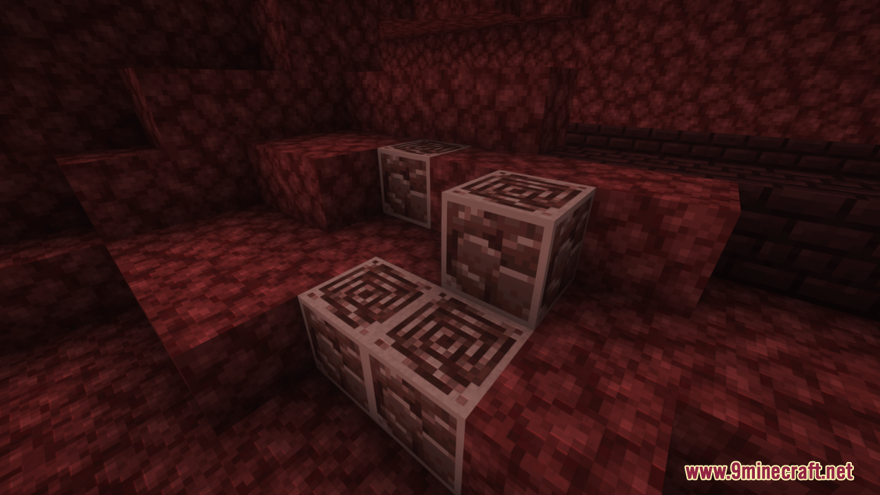 Outstanding Outlined Ores Resource Pack Screenshot 10 Ancient Debris blocks with clear white outlines found in the Nether dimension