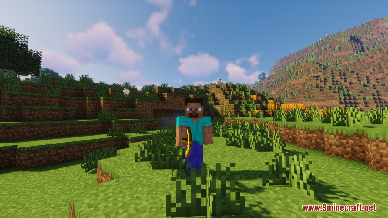 Player holding a 3D bucket with Heycronus Resource Pack