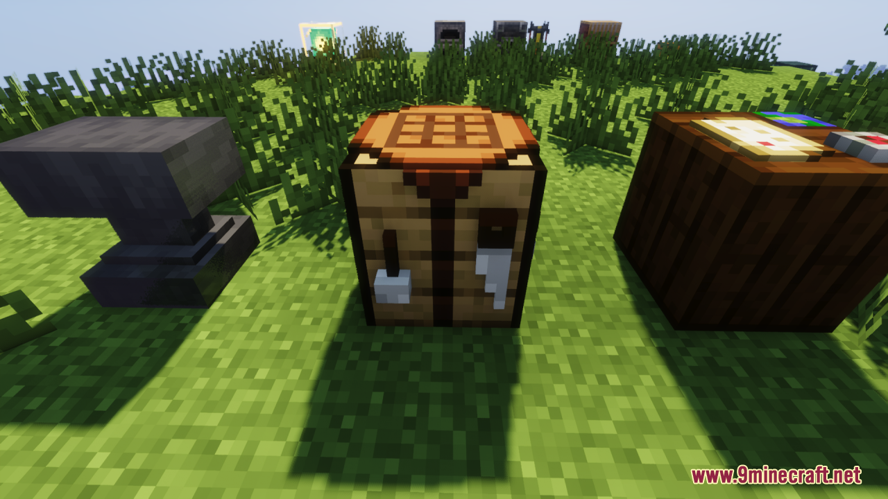 Heycronus Resource Pack 3D crafting stations on grass