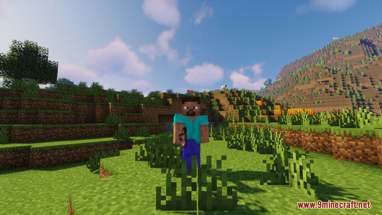 Player character holding a 3D bucket of lava