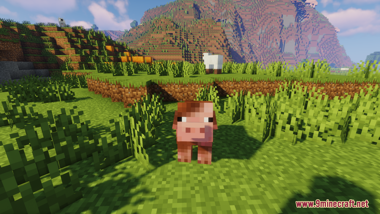 A pig with a detailed custom mob texture