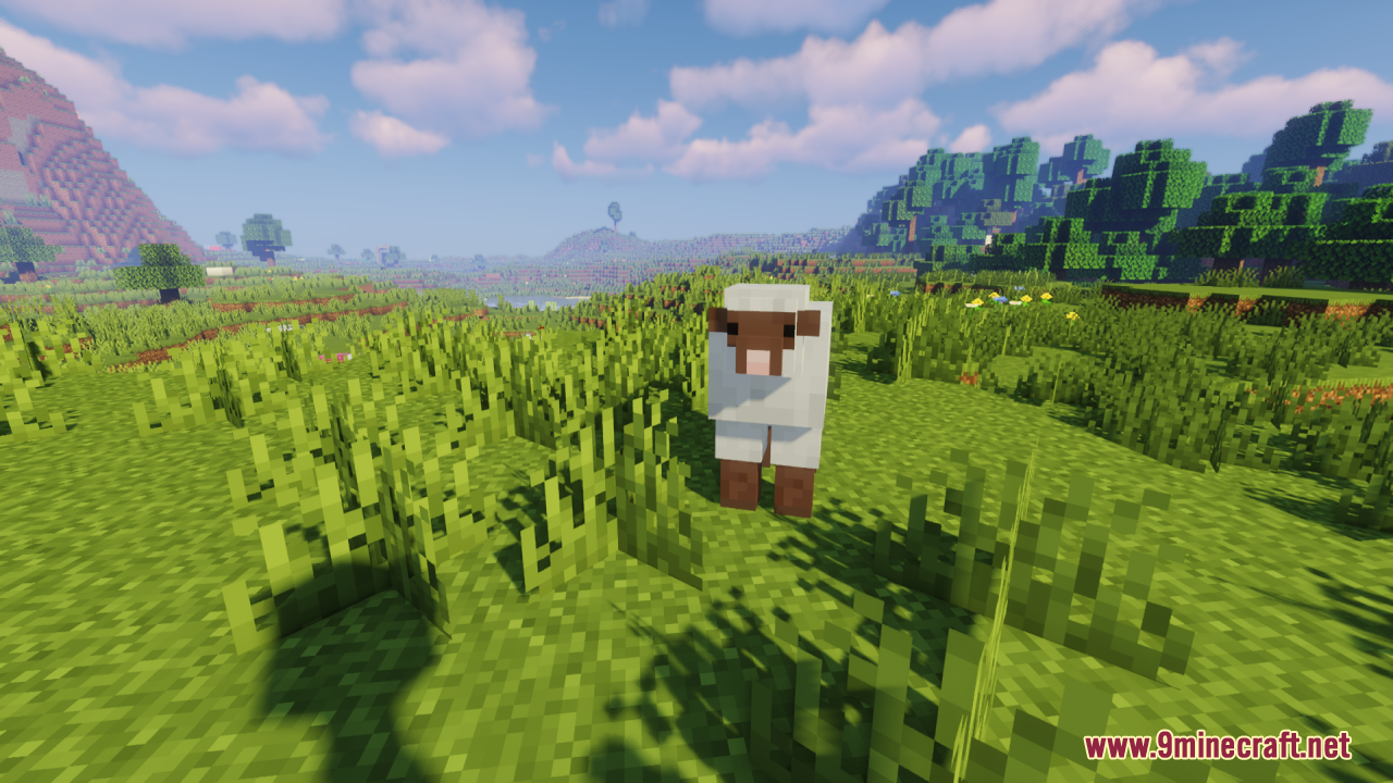 A detailed 3D sheep model in a grassy field