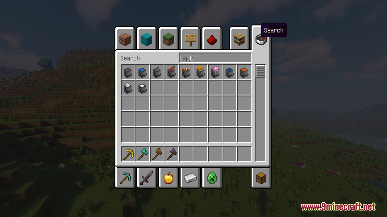 3D models for buckets in the creative inventory menu