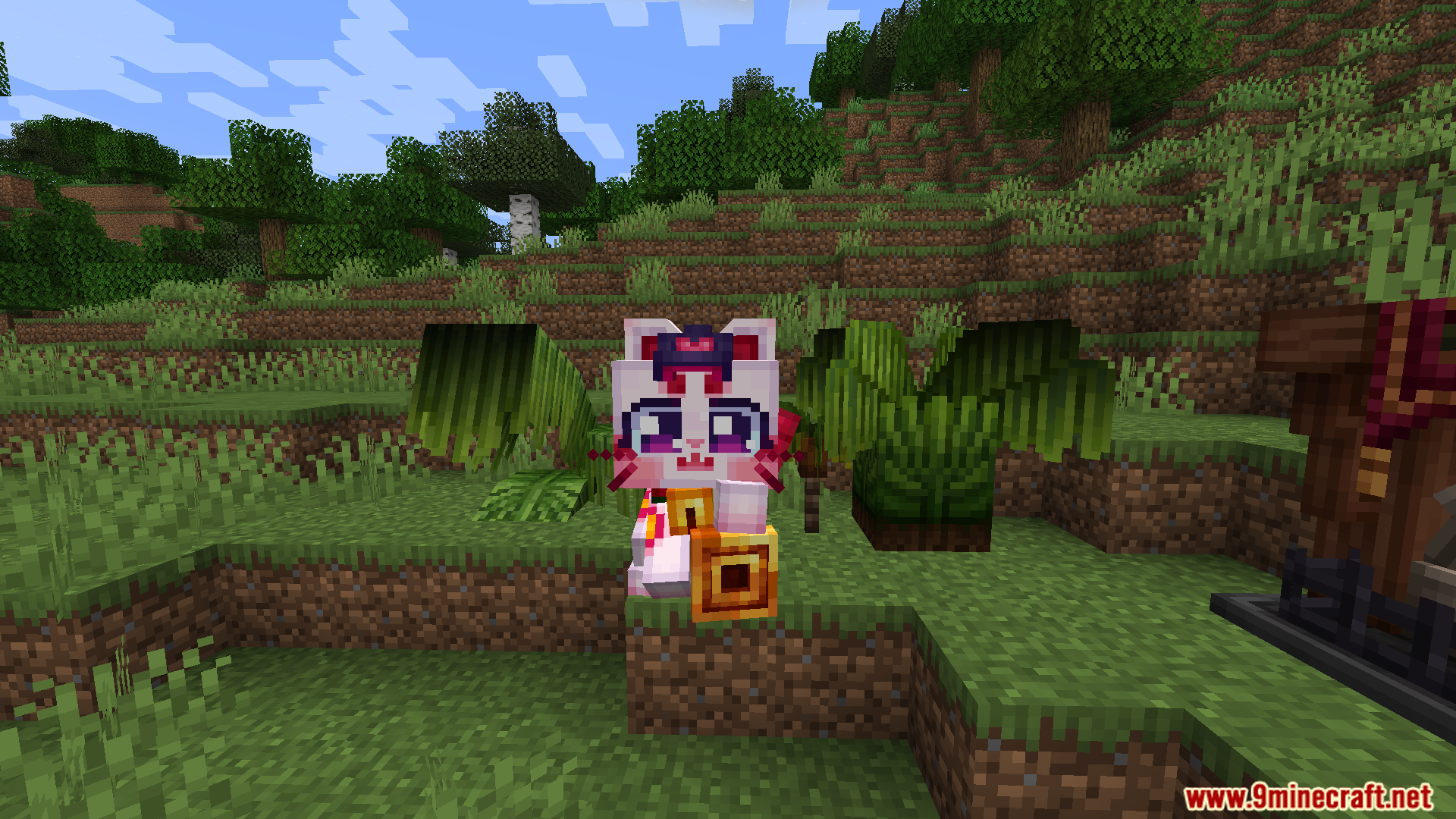A cute cat-like mob holding a golden item