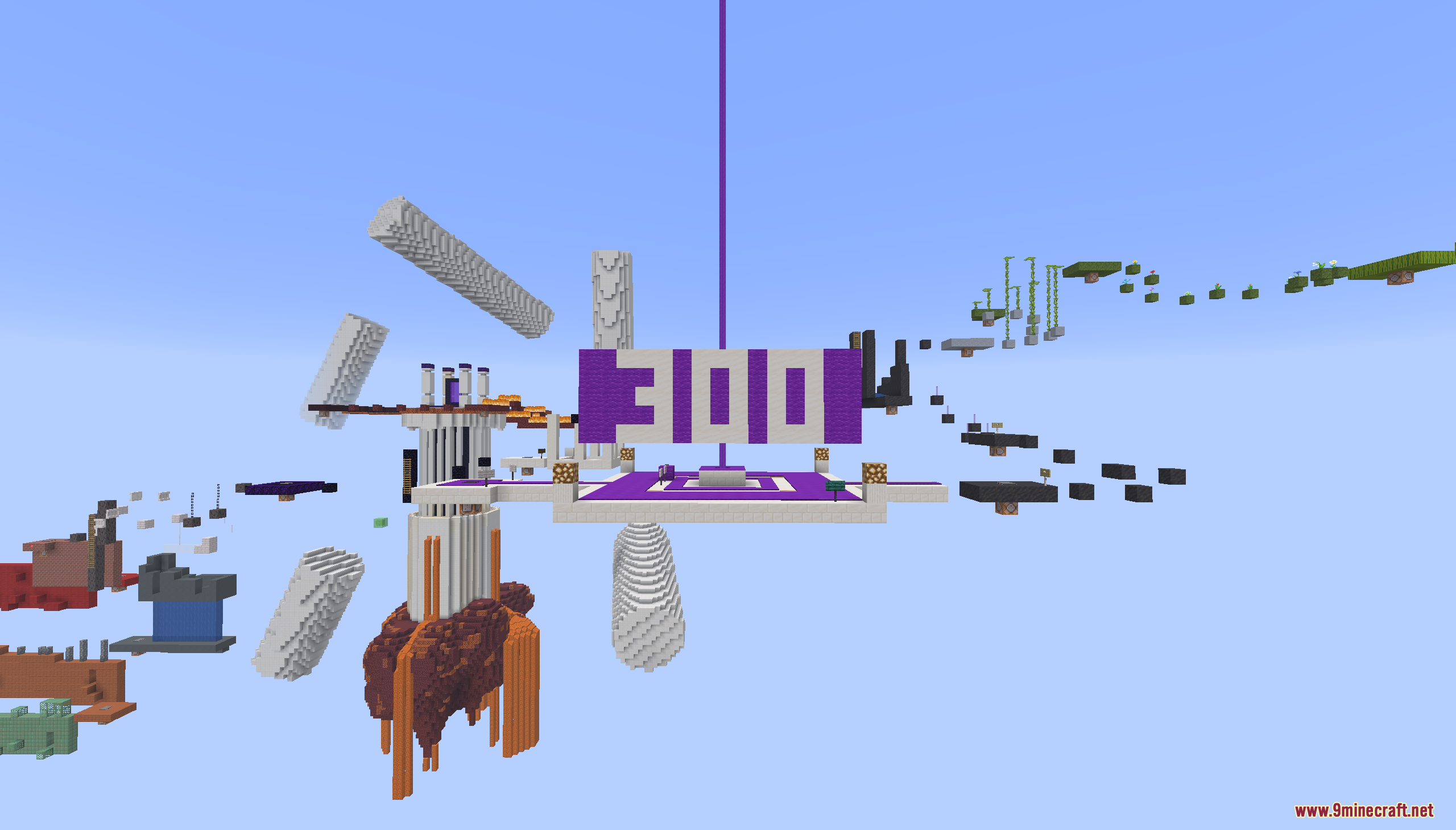 Parkour Travel Map Screenshot 9 A large purple and white structure with the number 300 on it