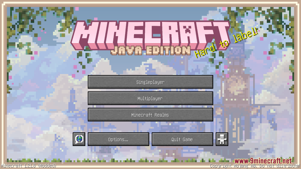 Pink Sweet GUI Resource Pack Screenshot 2 Minecraft main menu displaying a pink logo and custom pixel background