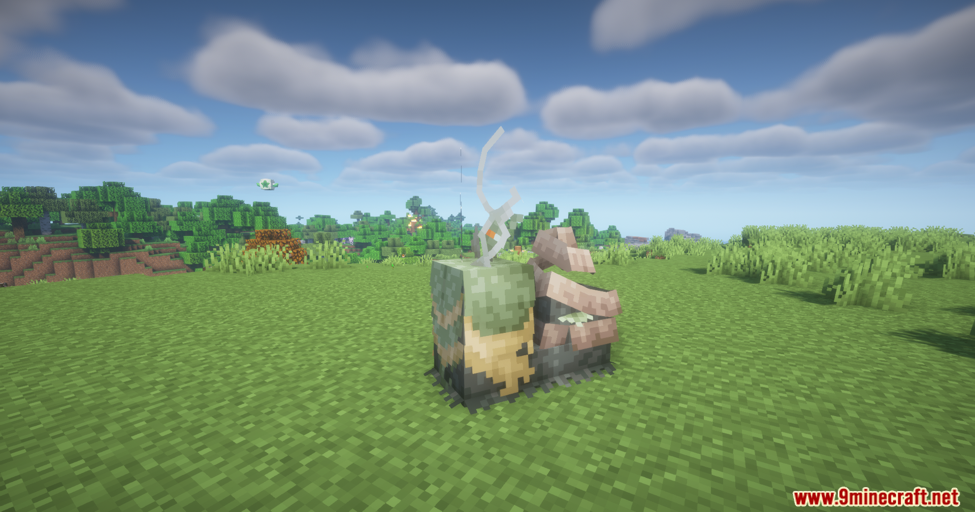 The custom Cobblemon creature faints and breaks apart