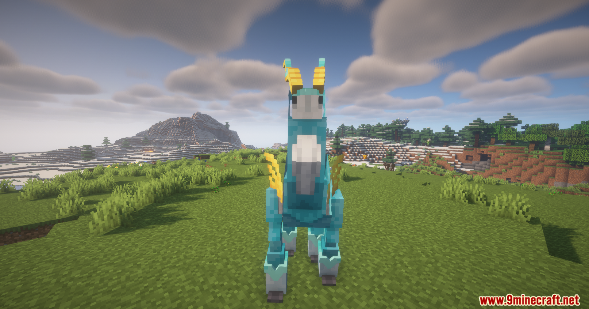 Front view of the Iron Crown Pokémon in a grassy field