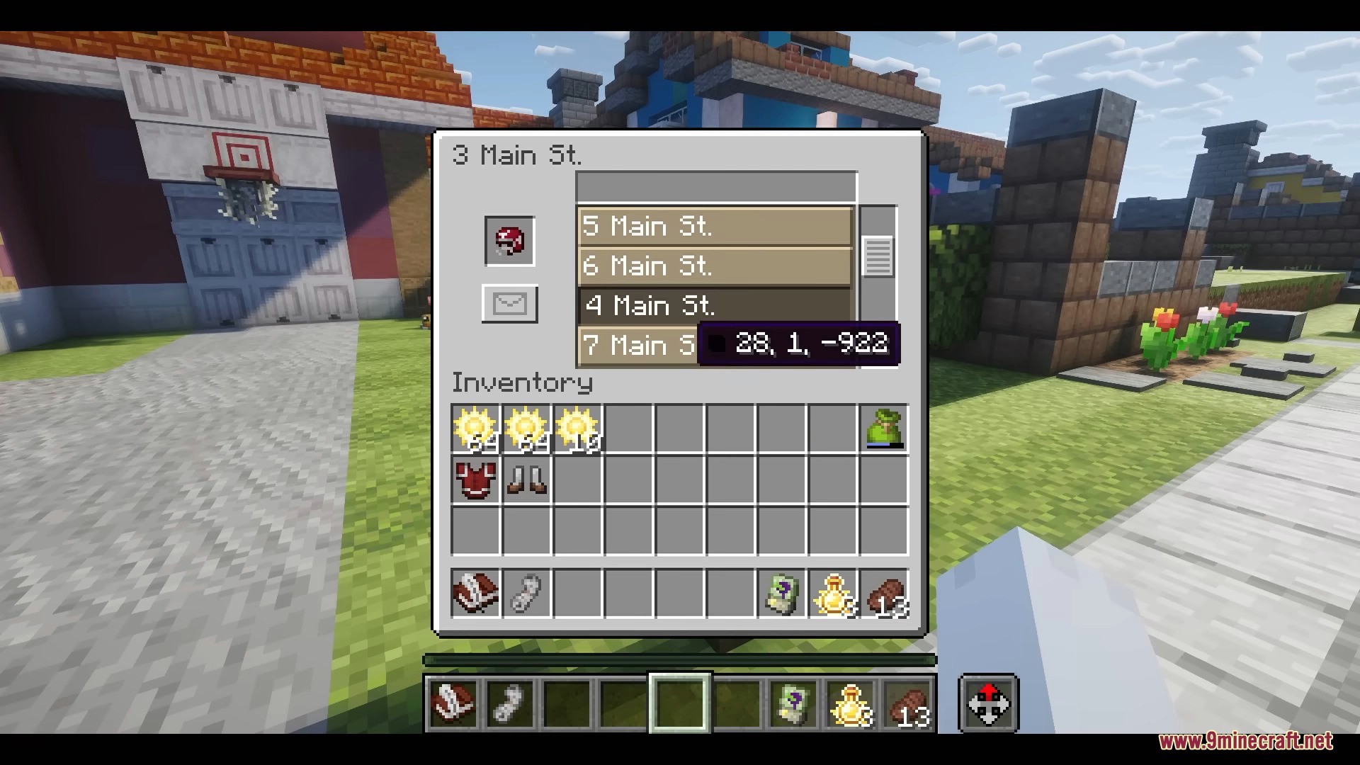 Plants & Zombies Mod Screenshot 12 Player using a blue mailbox block interface with sun currency in inventory