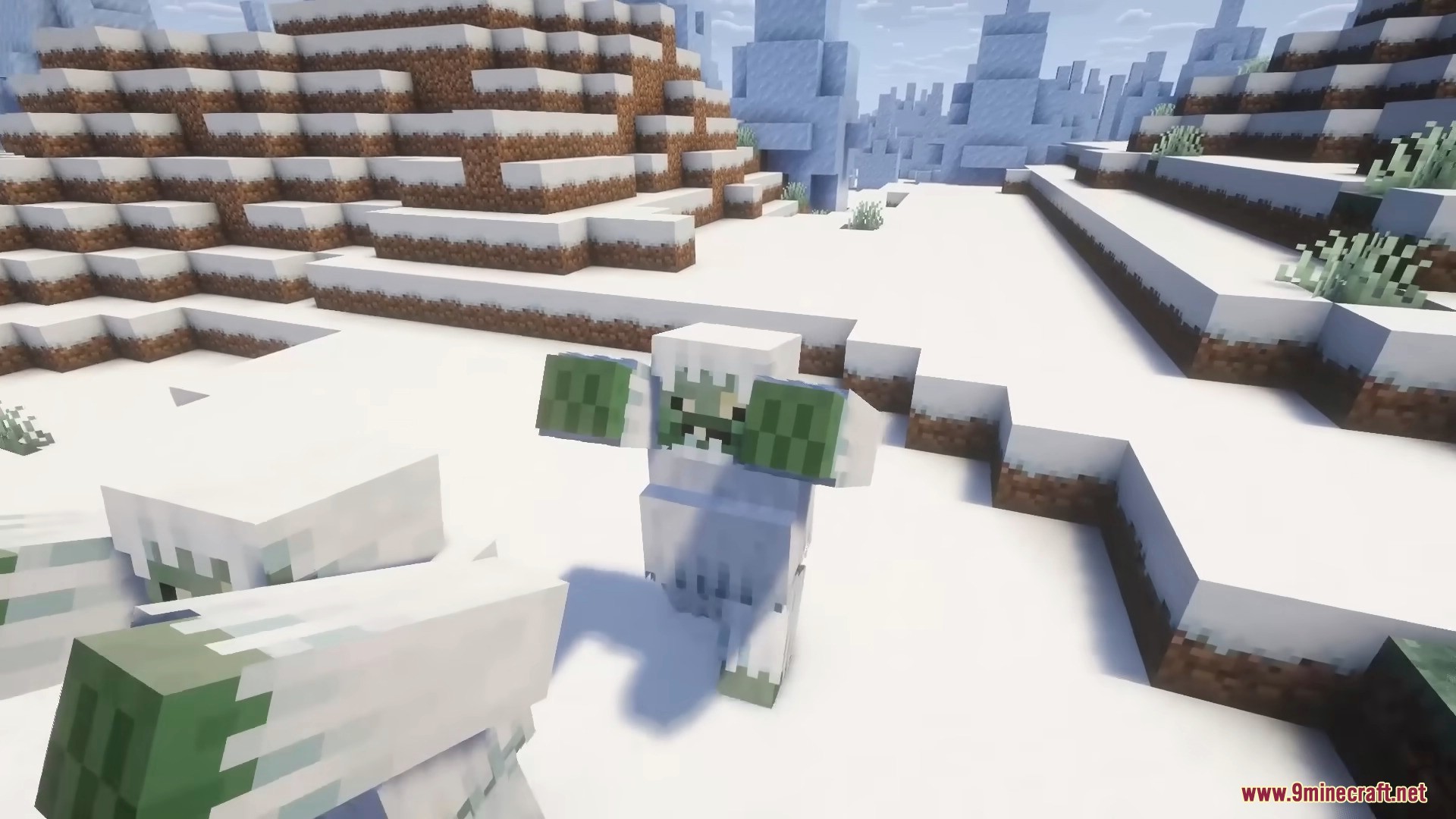 Plants & Zombies Mod Screenshot 19 Yeti zombies wandering through a snowy biome in the game