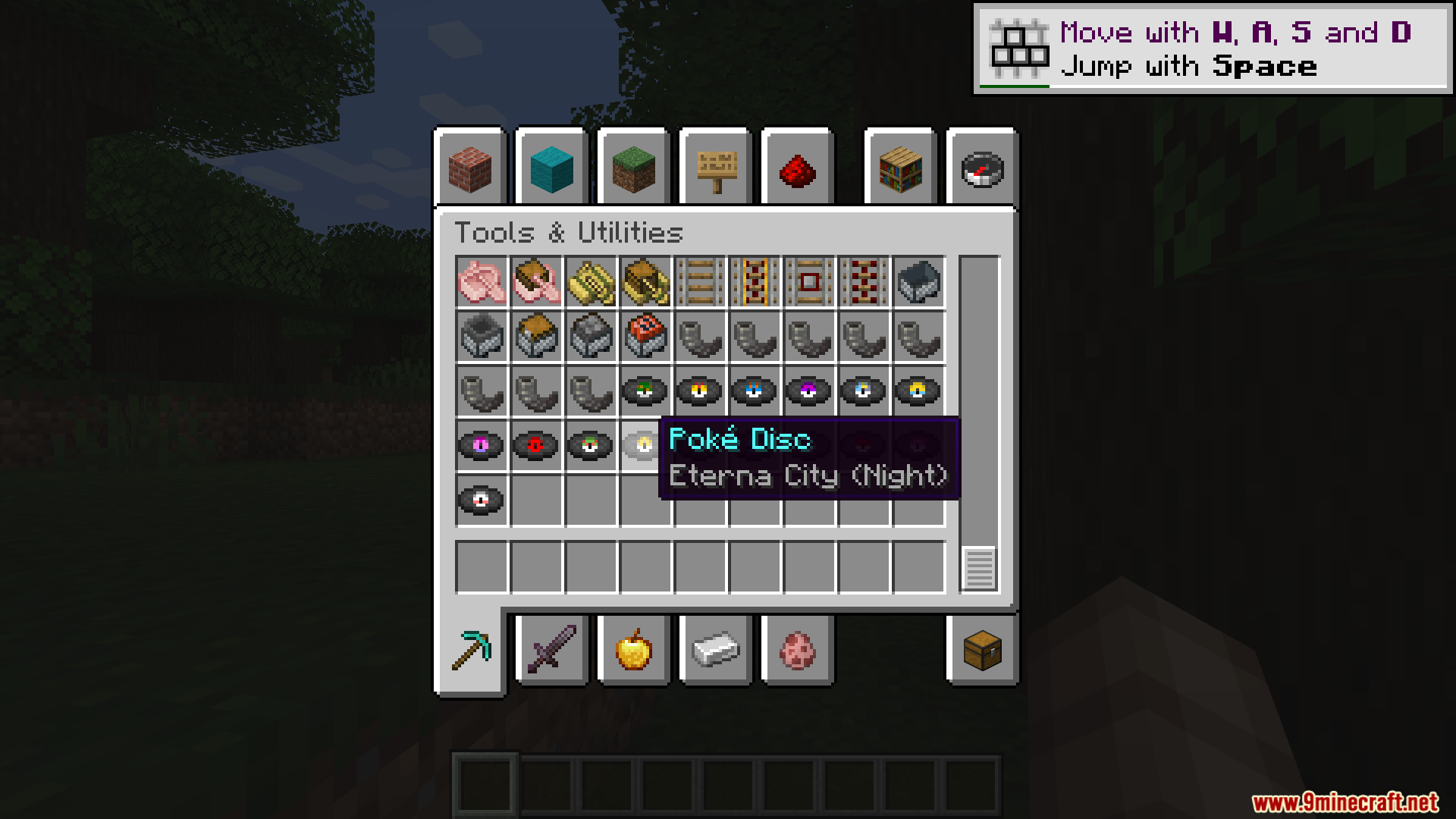 Poke Discs Resource Pack Screenshot 4 Hovering over the Eterna City Night Poke Disc in the tools menu