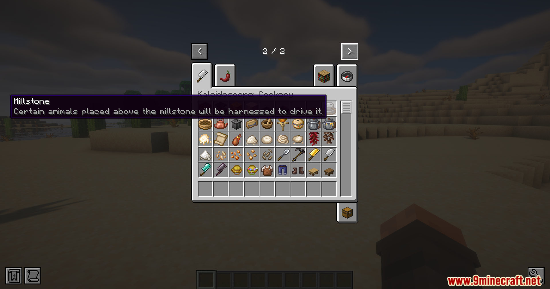 Hovering over the Millstone item in the creative inventory menu
