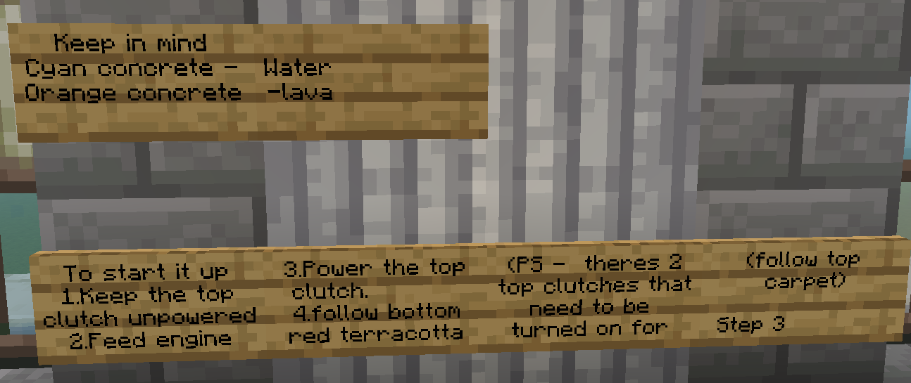 Several wooden instruction signs are mounted on
