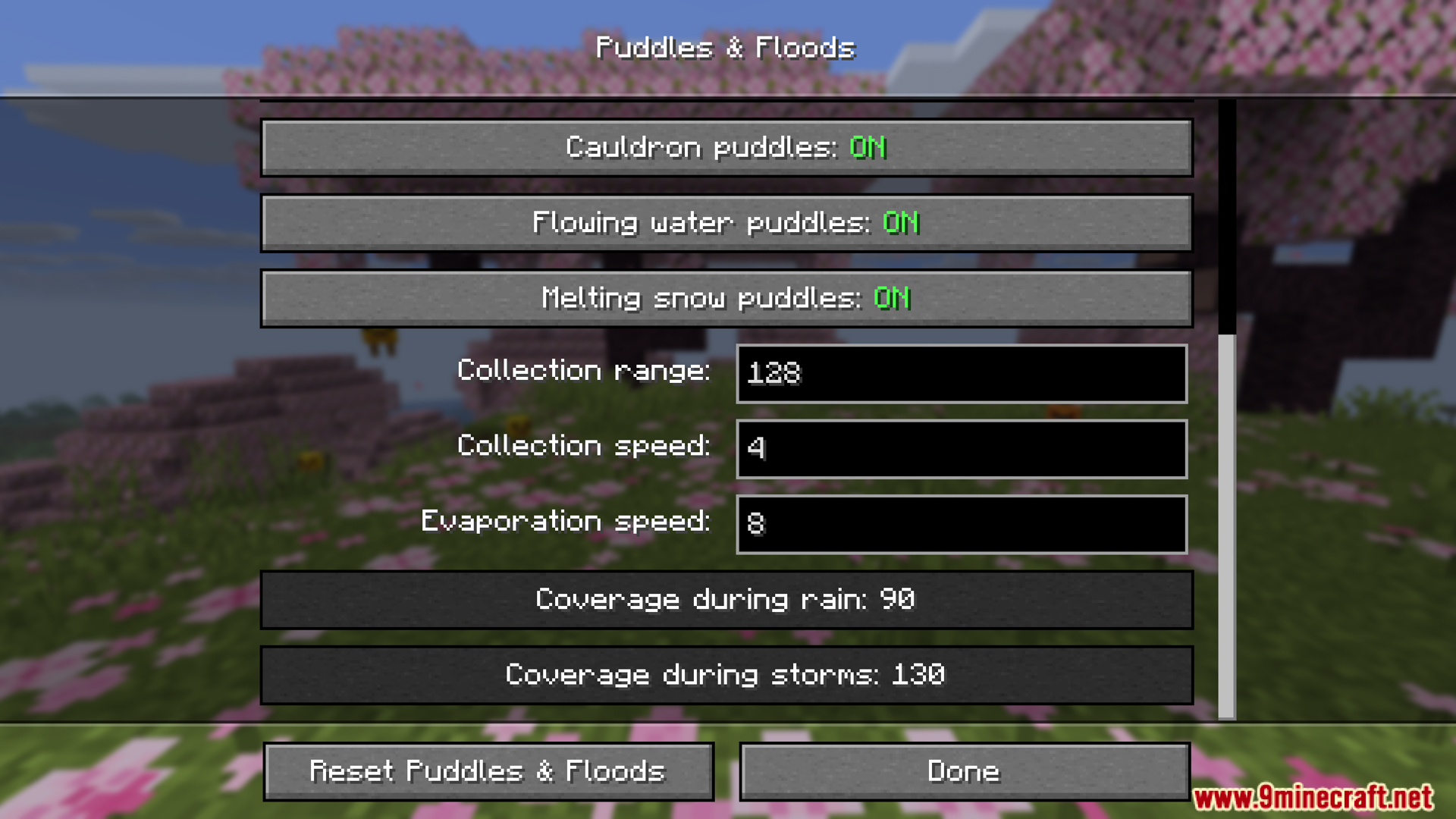 Adjusting collection and evaporation speed in mod settings