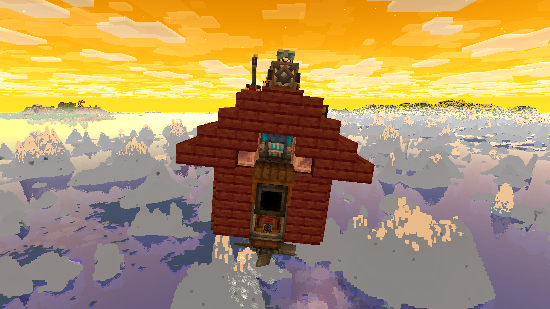 A player rides a flying red dog