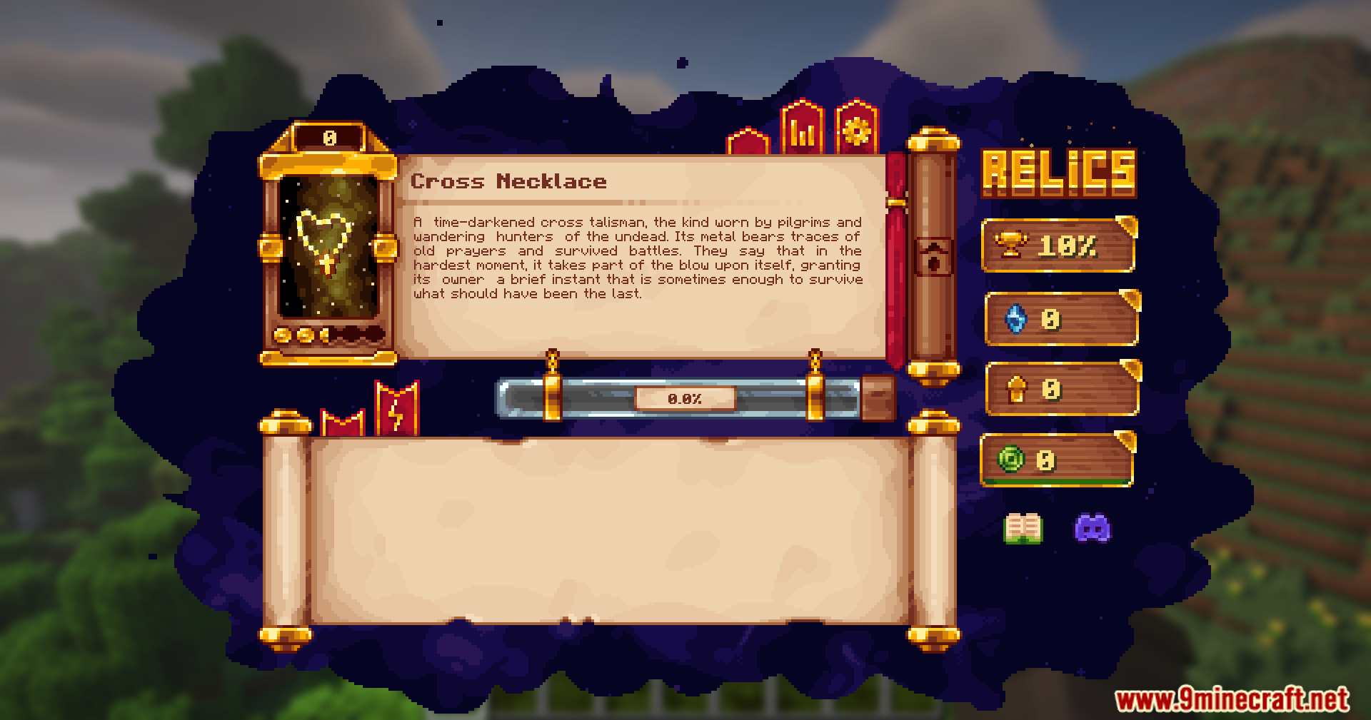 A Cross Necklace relic with its lore and description