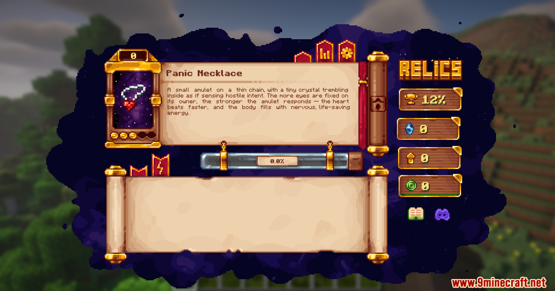 The Panic Necklace relic UI showing its special ability