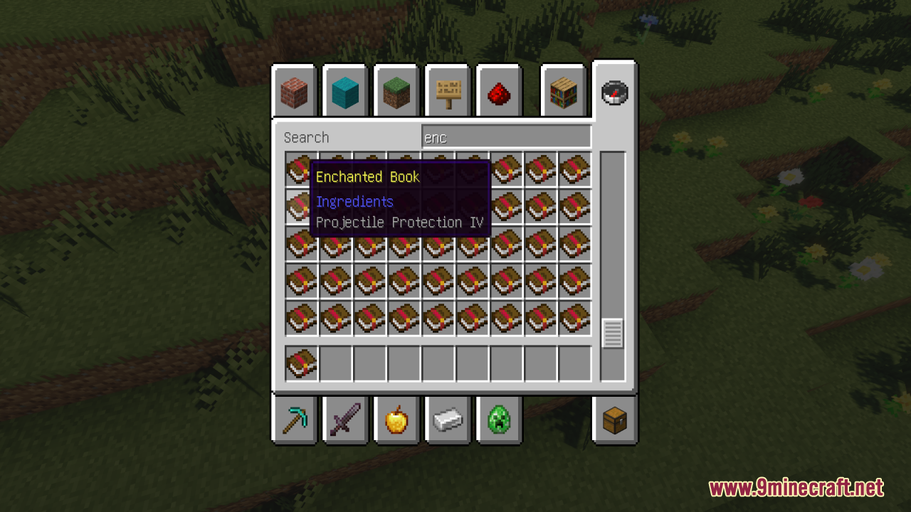 Projectile Protection IV enchanted book in the creative menu