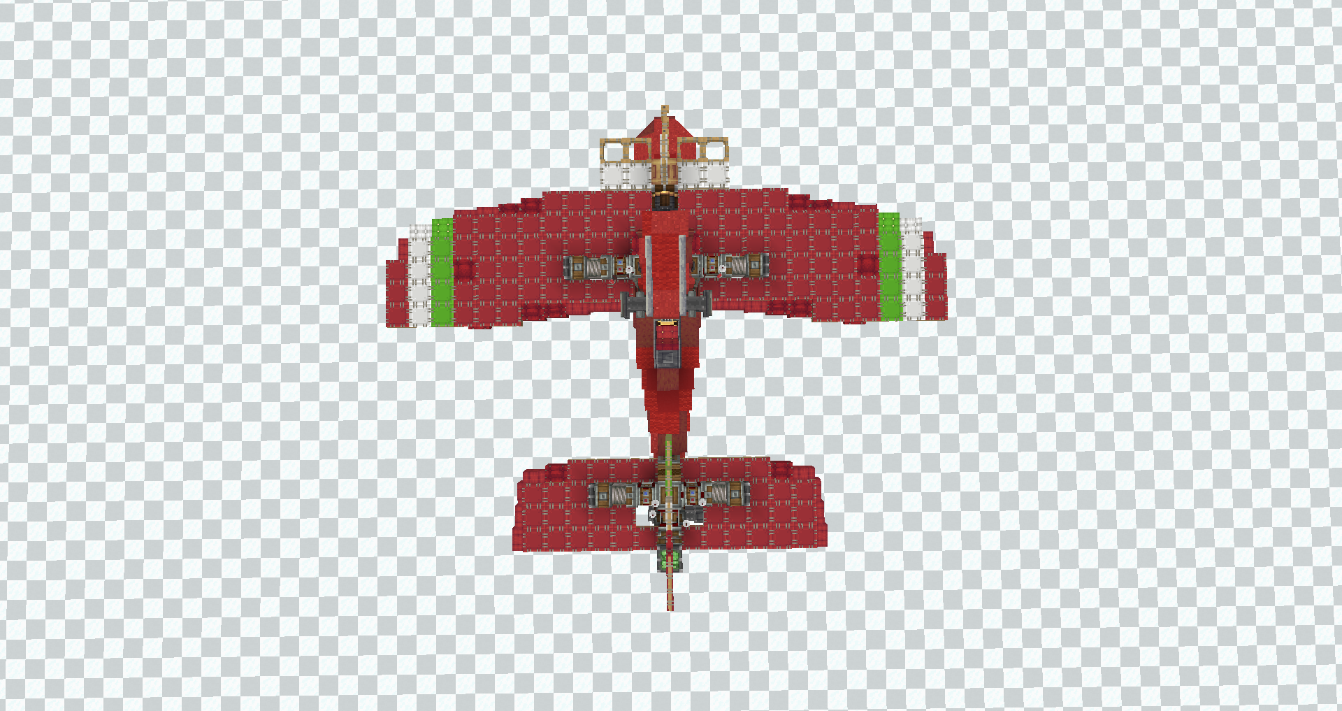 A top-down view of a red