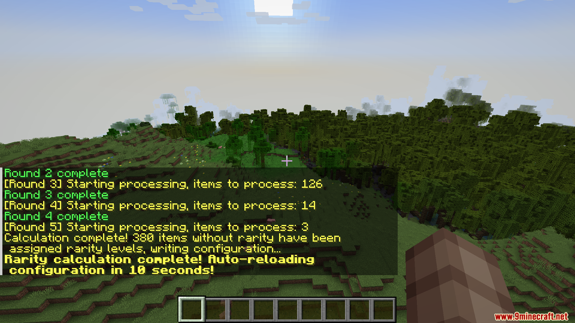 Search Carefully Mod Screenshot 2 In-game chat displaying rarity calculation progress and completion messages