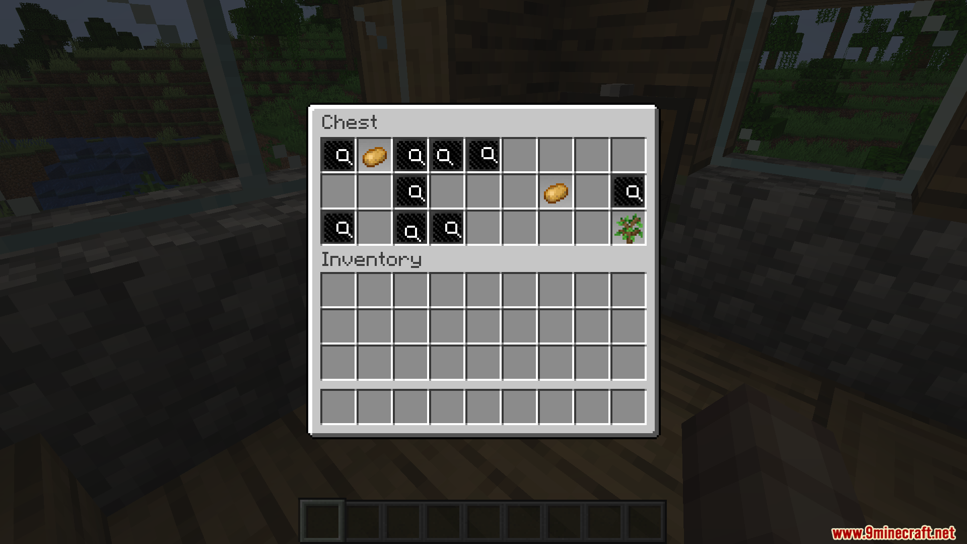 Search Carefully Mod Screenshot 3 Chest inventory showing hidden items with magnifying glass icons during search process