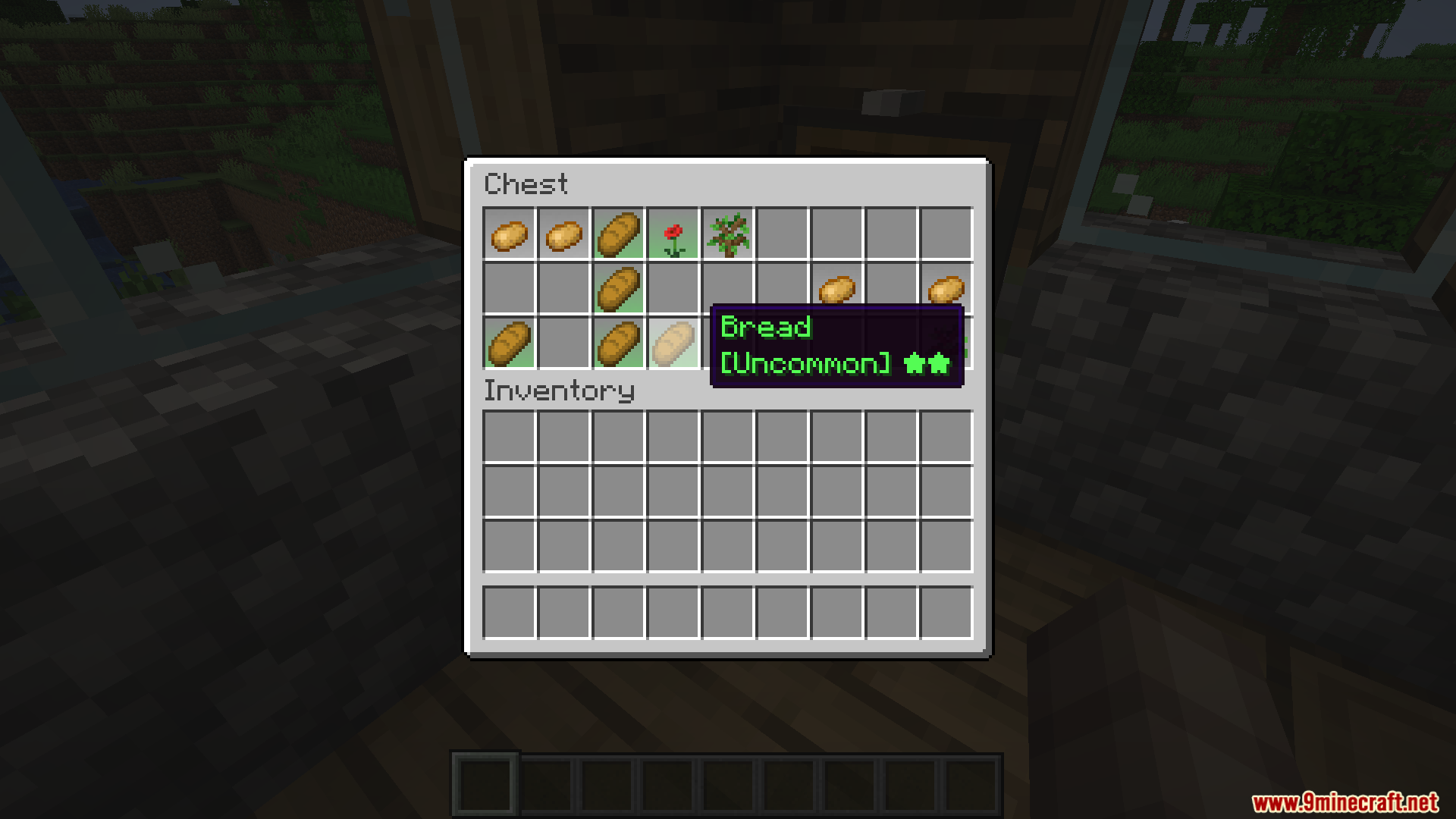 Search Carefully Mod Screenshot 5 Player viewing chest inventory with bread and a flower