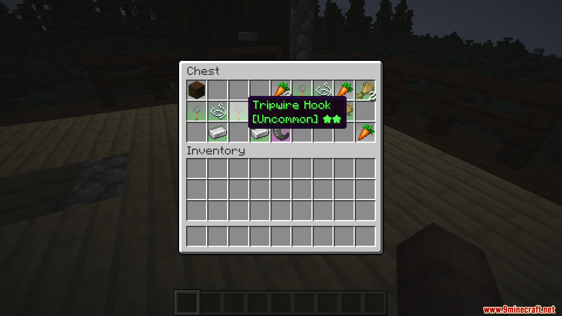 Search Carefully Mod Screenshot 8 Player hovering over a revealed uncommon tripwire hook in the chest inventory