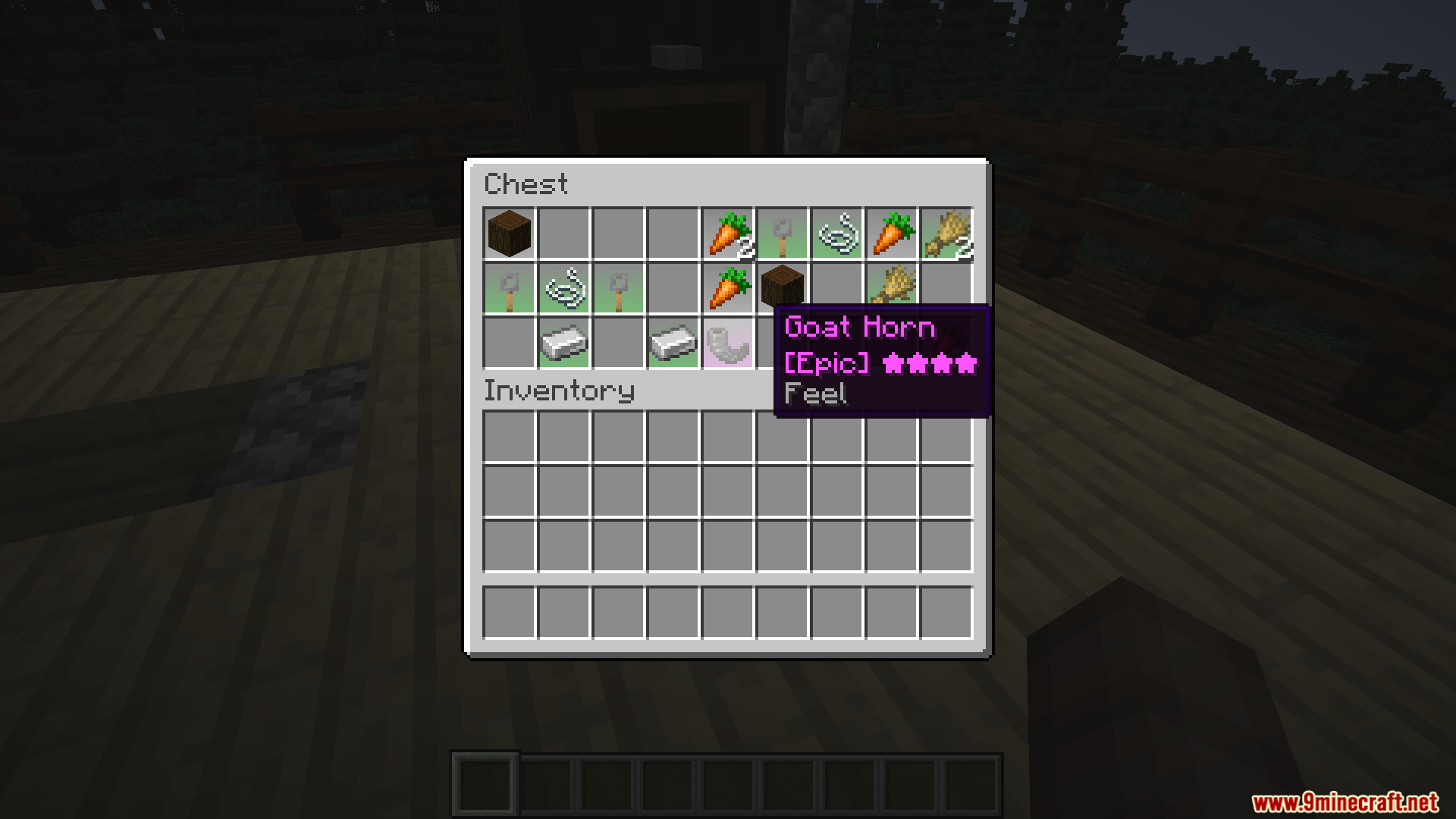 Search Carefully Mod Screenshot 9 Player viewing a chest inventory displaying various items including an epic goat horn