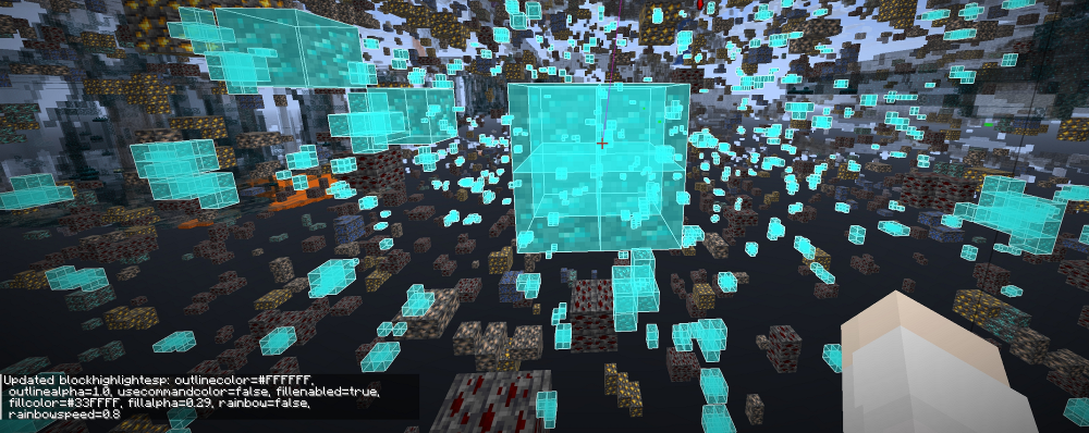 SeedMapper Cevapi Mod Screenshot 10 Block highlight feature displaying glowing boxes around underground diamond ores