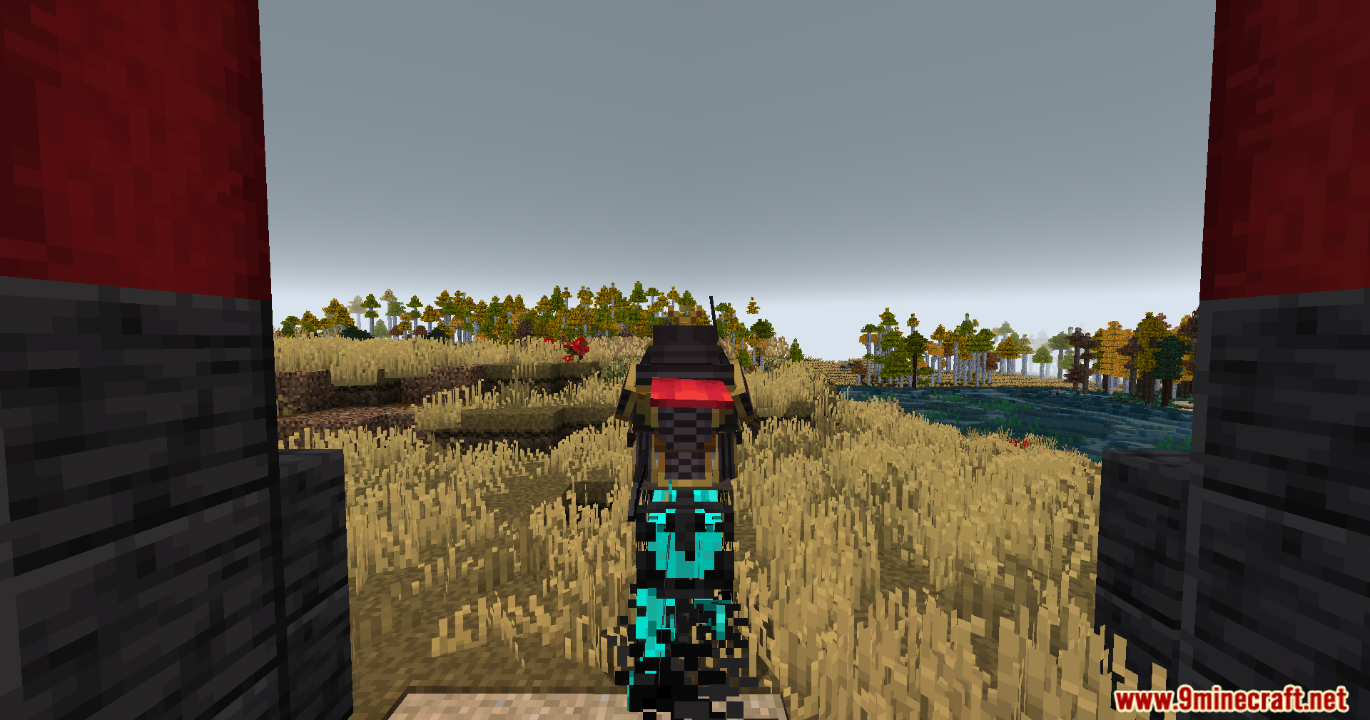 Sengoku Jidai Mod Screenshot 11 First person view of a player riding a horse through a red torii gate