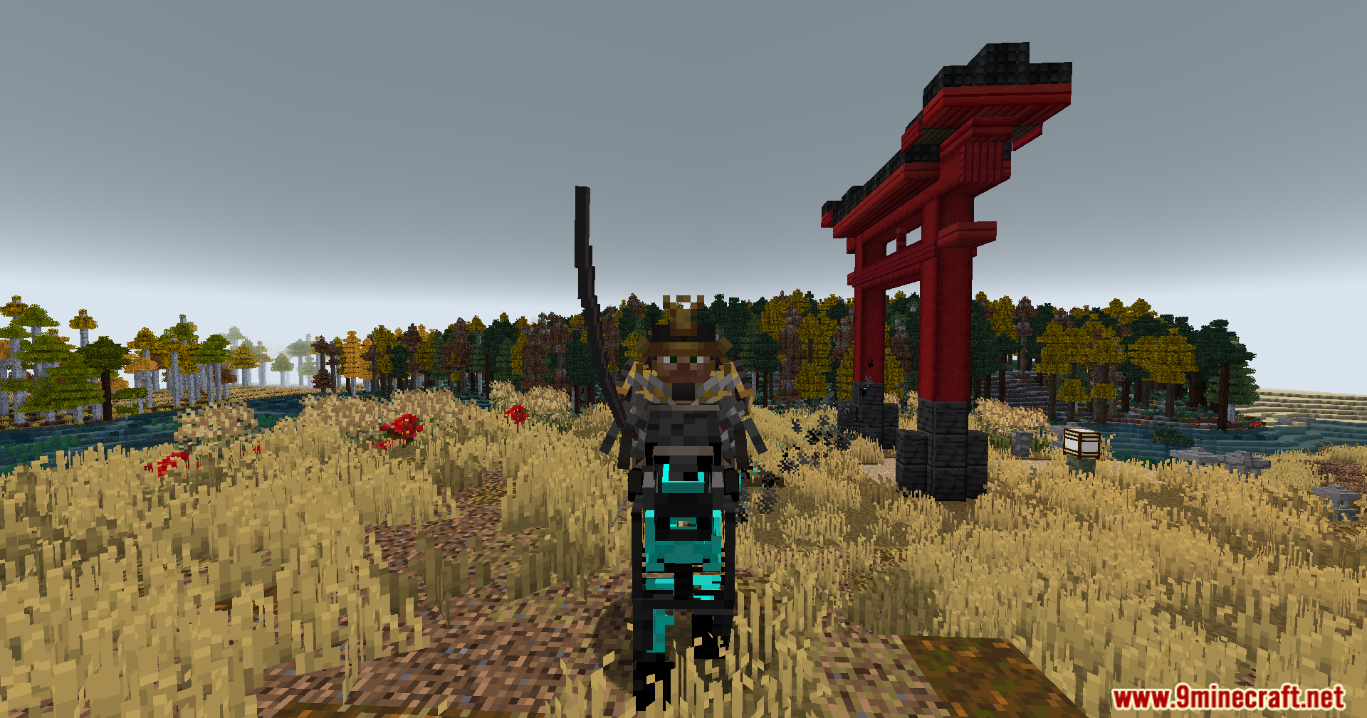 Sengoku Jidai Mod Screenshot 12 A samurai warrior riding a horse in the Sengoku Jidai Mod landscape