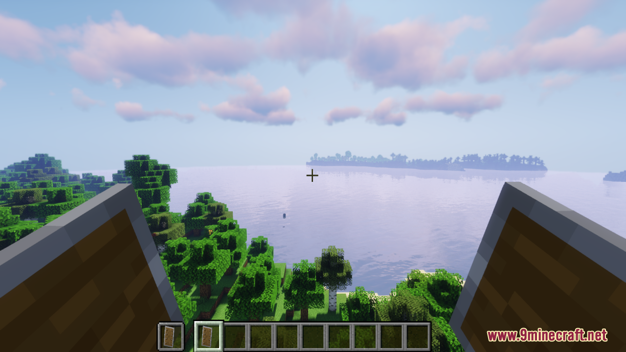 First person view showing shields held lower on screen