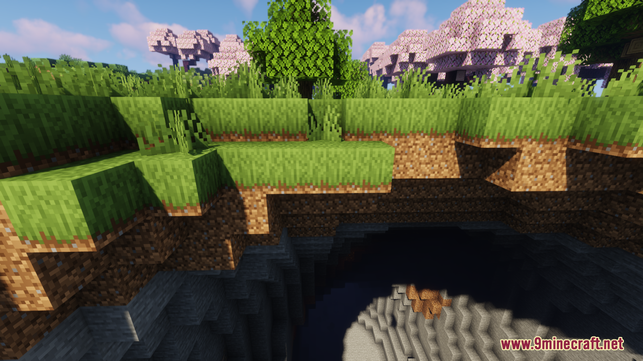 Lush green cliffs with extended grass side textures