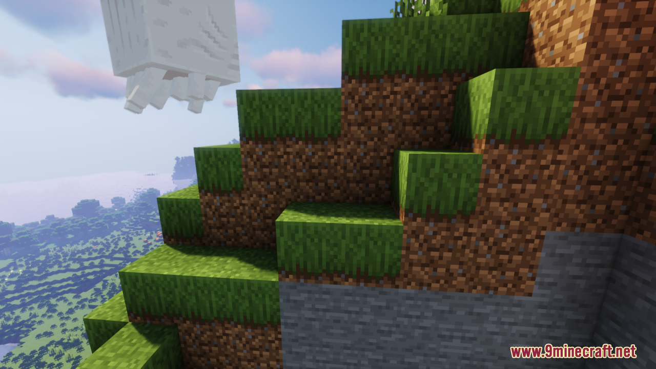 Simple Lower Grass Sides pack with a Ghast in the sky