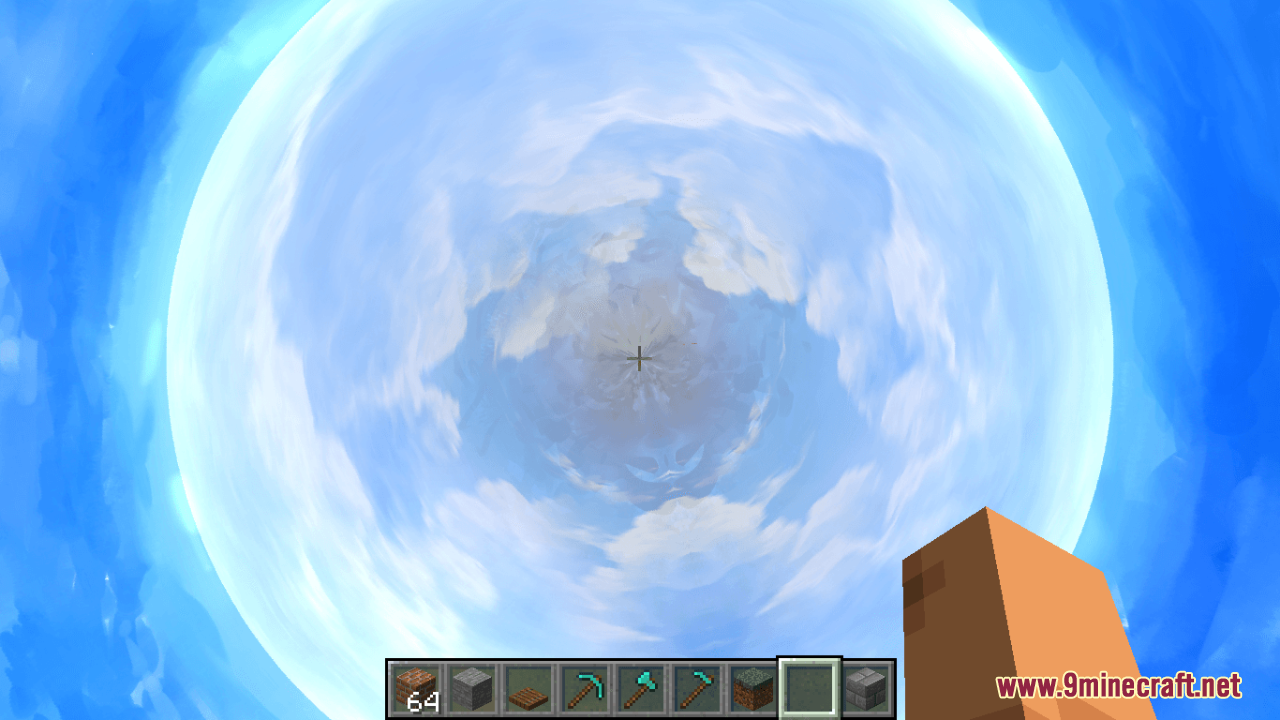 Sky Anime Resource Pack Screenshot 2 Looking up at a cloudy sky with a circular pattern