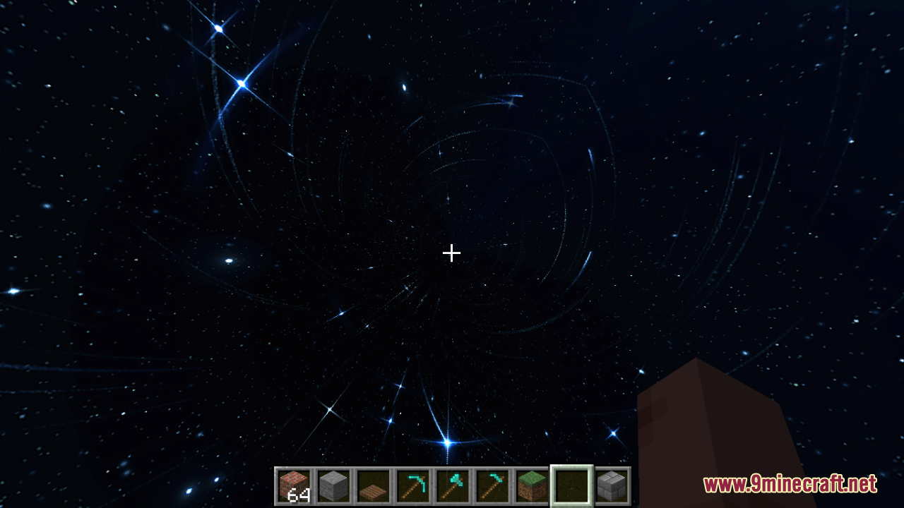 Sky Anime Resource Pack Screenshot 6 Player looking up at swirling star trails in the dark night sky