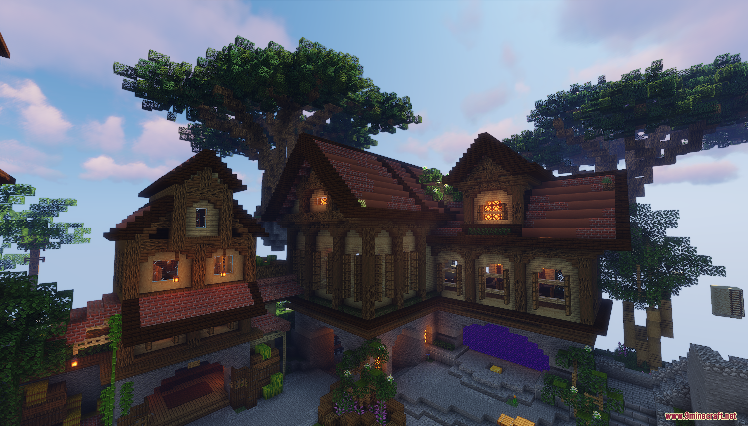 Sky Medieval Map Screenshot 3 Large medieval wooden house built on a floating sky island with custom trees