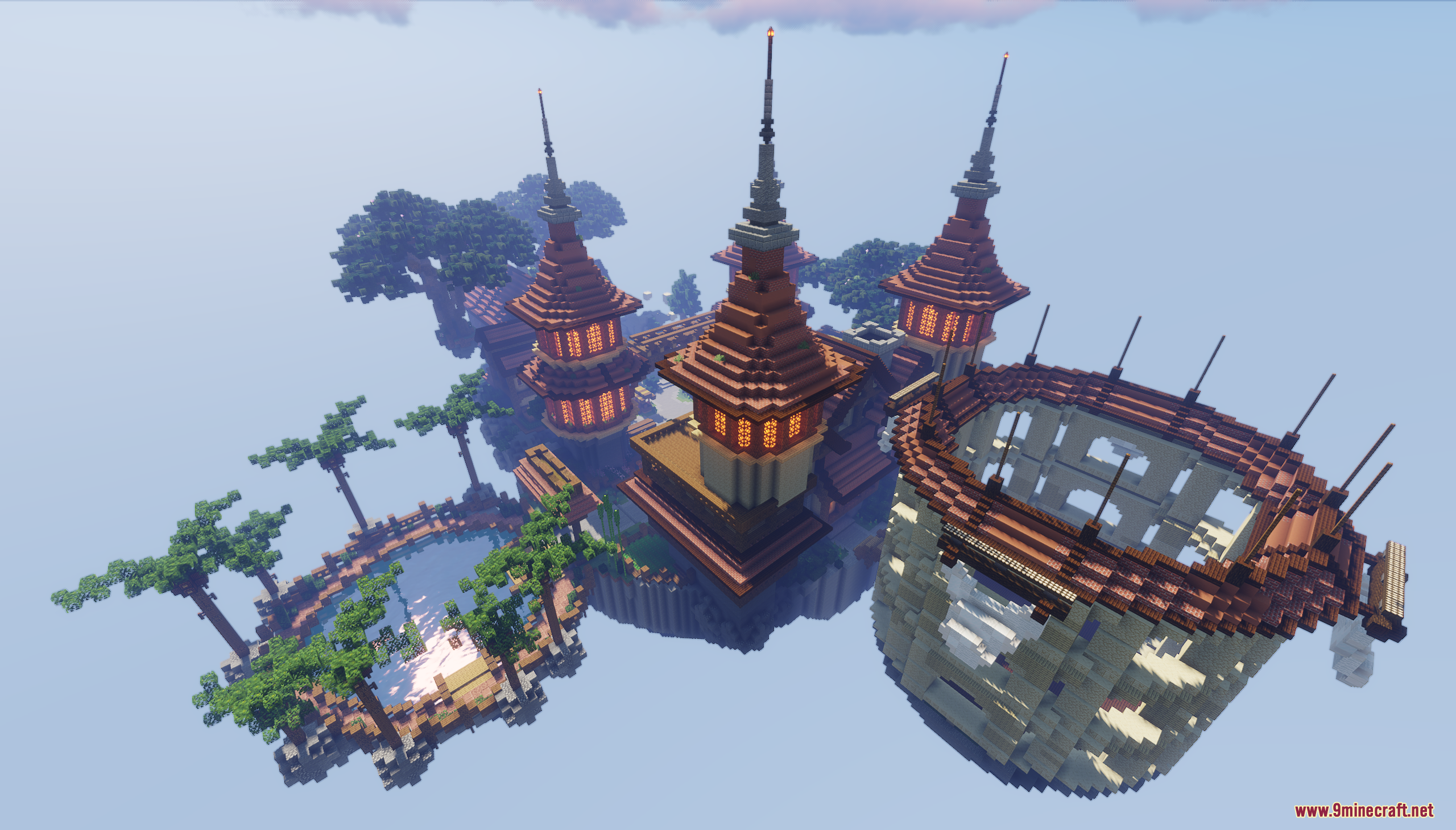 Sky Medieval Map Screenshot 5 A large floating island complex with multiple towers and a circular structure