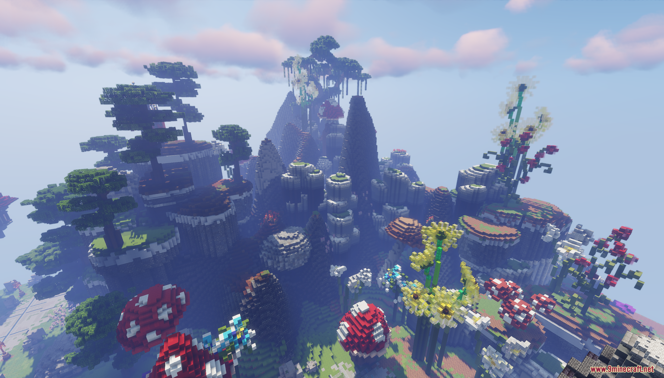 Skyblock RPG Hub Map Screenshot 9 Giant mushrooms and custom trees on the Skyblock RPG Hub Map