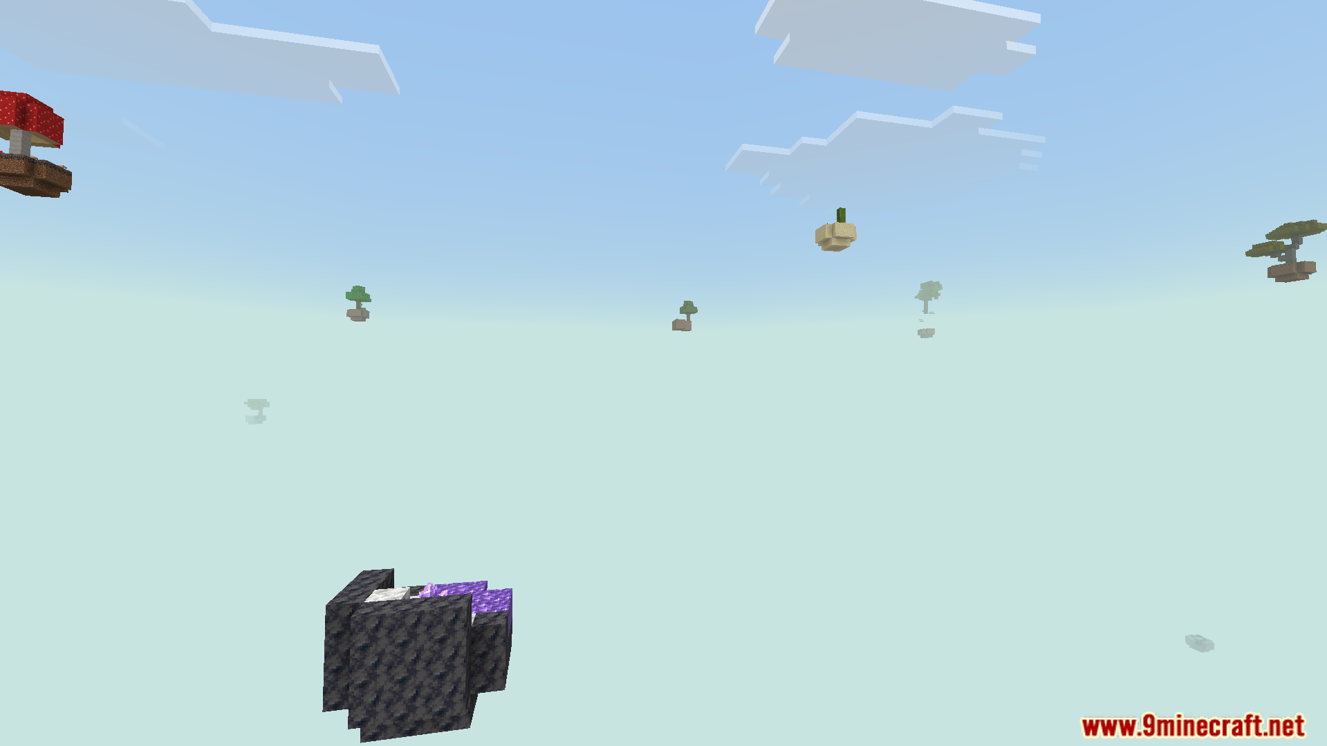 A vast sky filled with many unique custom floating islands