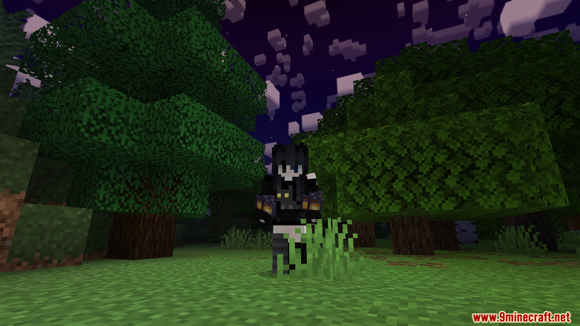 Sodvics Dynamic Light Offhand Torch Addon Screenshot 9 Player holding lanterns in both hands to illuminate the dark forest at night