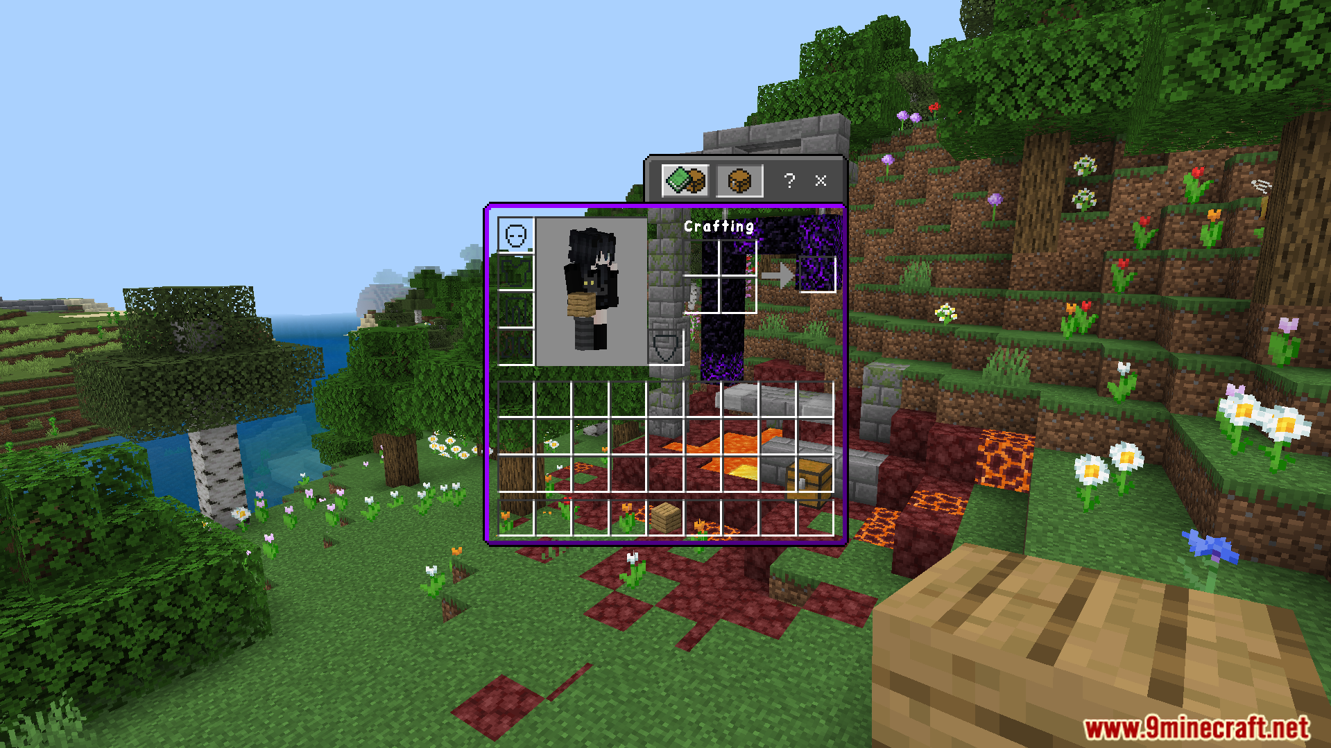 Solo Levelling Animated UI Texture Pack Screenshot 7 Player crafting crying obsidian in inventory menu