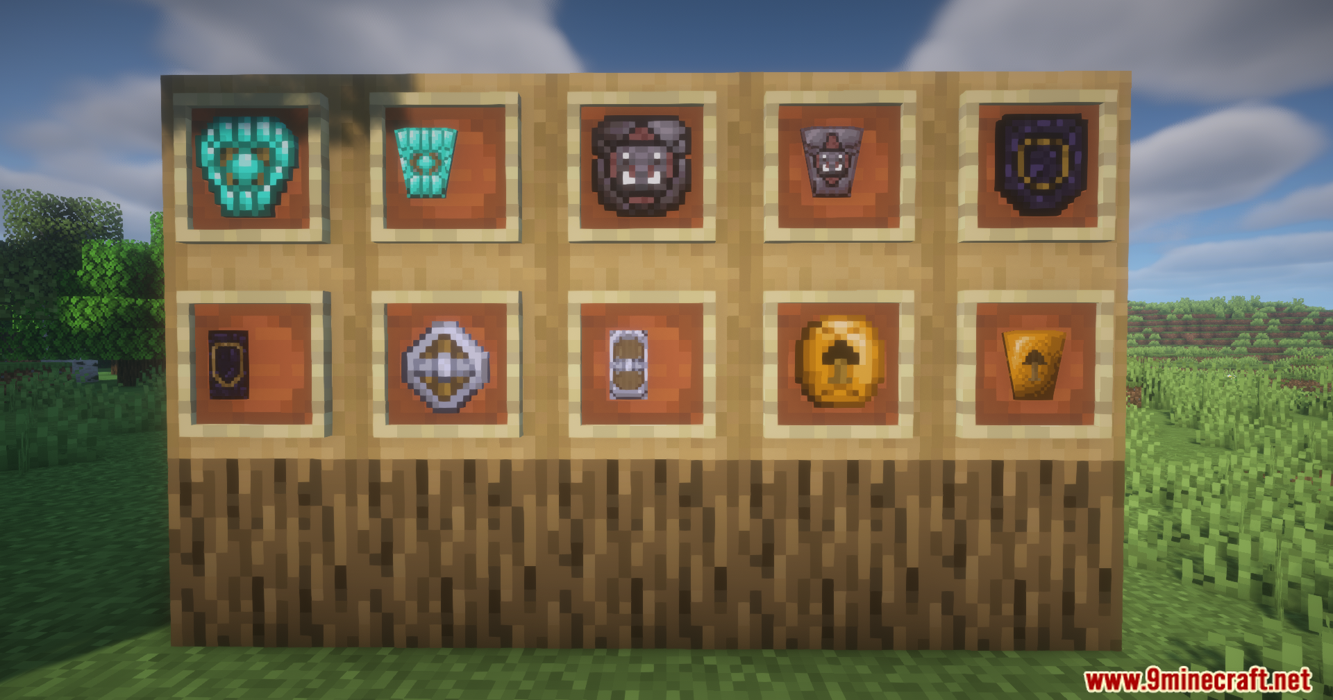 Display of various custom shields from Spartan Shields Unofficial Mod