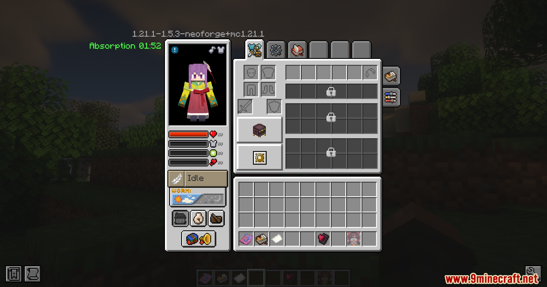 Spice of Life Maids' Dream Mod Screenshot 2 Custom inventory interface for a maid character showing equipment slots and current stats