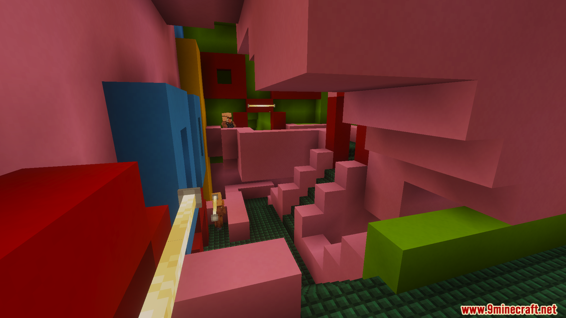 Squid Game Map Screenshot 4 Colorful maze with pink stairs and blue blocks