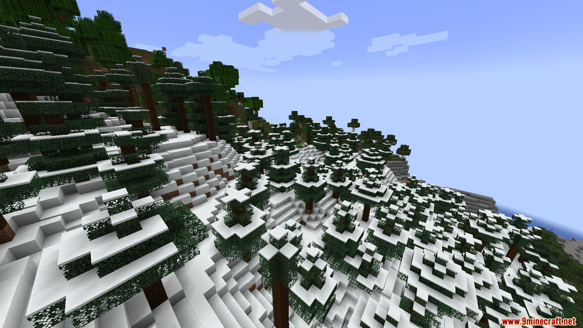 Starlight with Create Fix Mod Screenshot 6 A snowy forest biome filled with many snow covered spruce trees