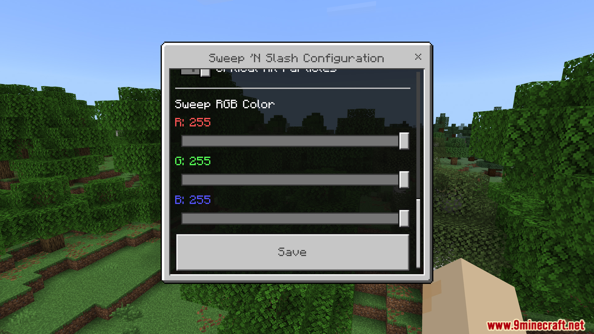 Players can customize the sweep attack color using RGB sliders