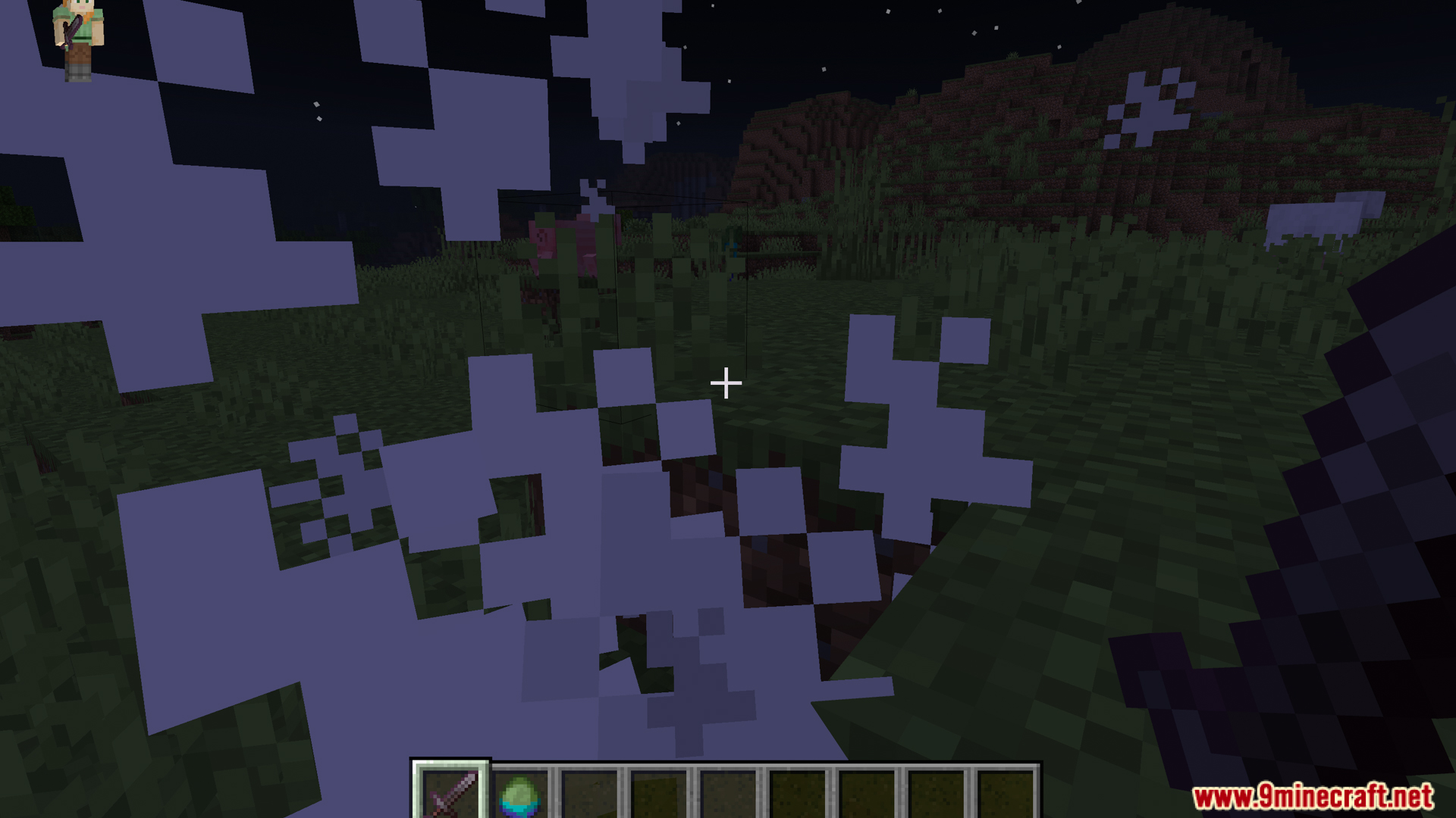 A wide sword attack with customizable white particle sweep effects